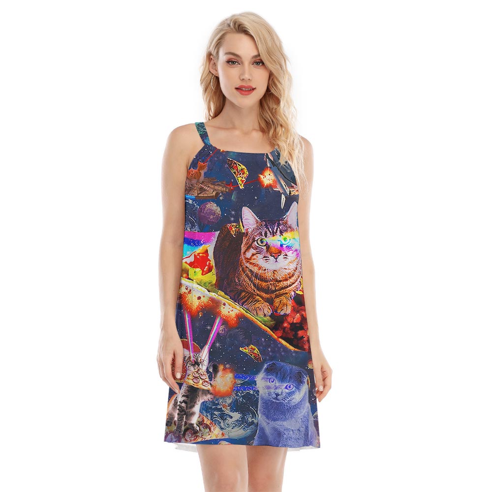 Women's Hawaiian Cami Dress For Cat Lover - variant image 1