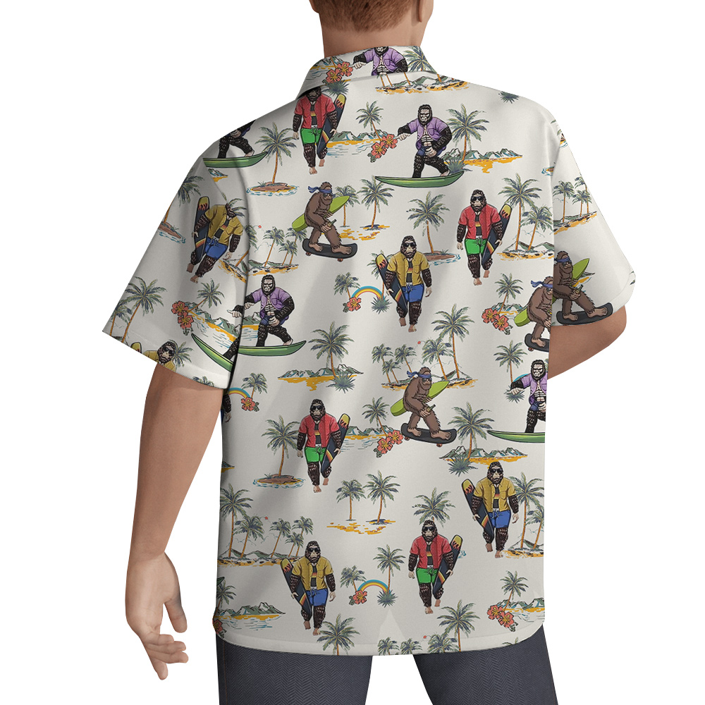 Cool Sasquatch On Beach Tropical Palm Trees Hawaiian Shirt