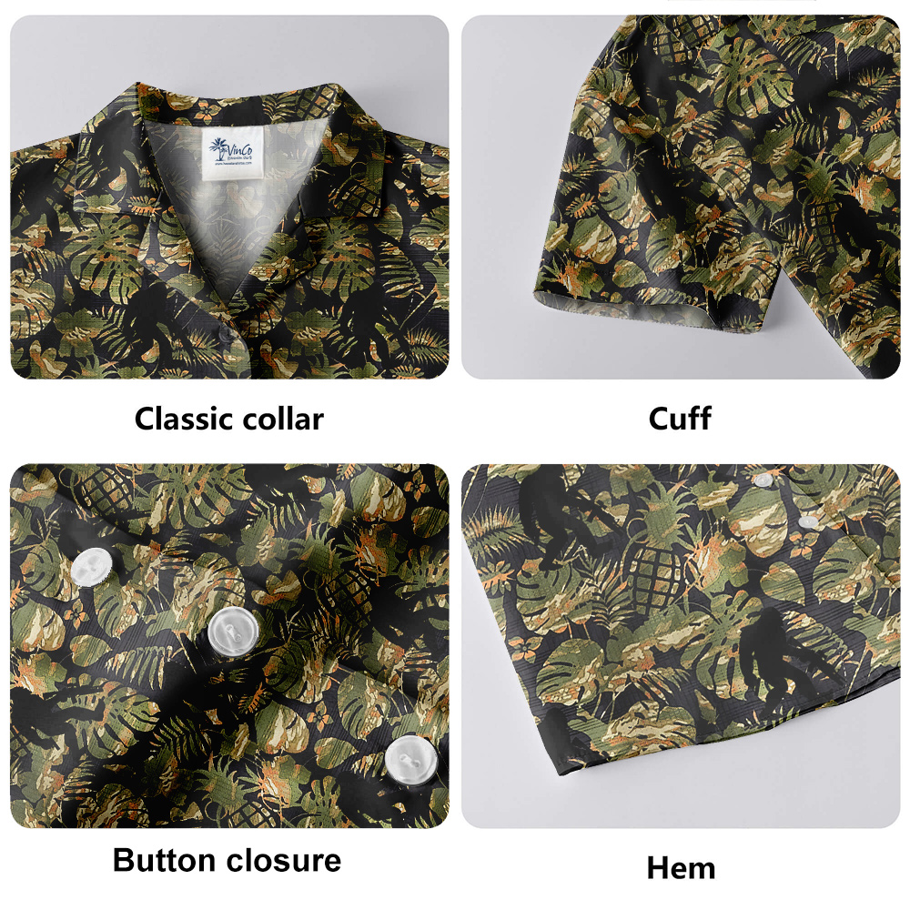 Cool Tactical Bigfoot Camouflage Tropical Hawaiian Shirt