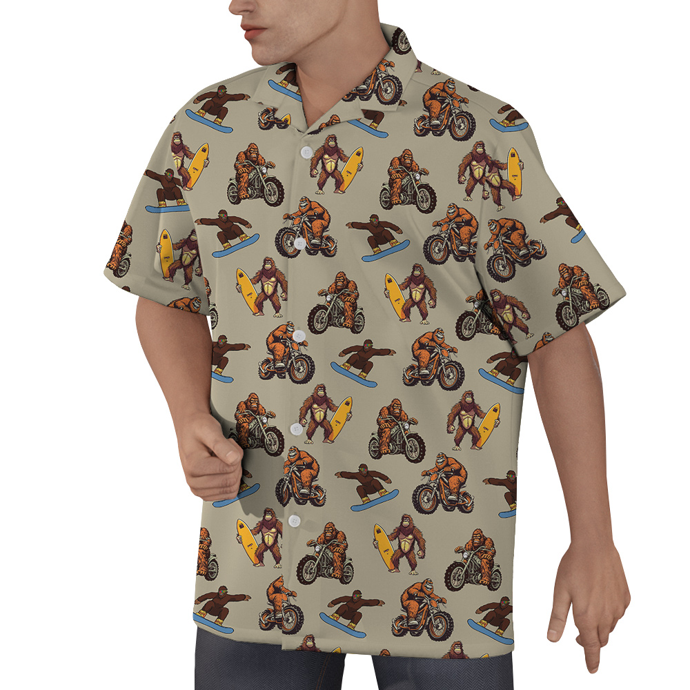 Sporty Bigfoot Motorcycle Hawaiian Shirt