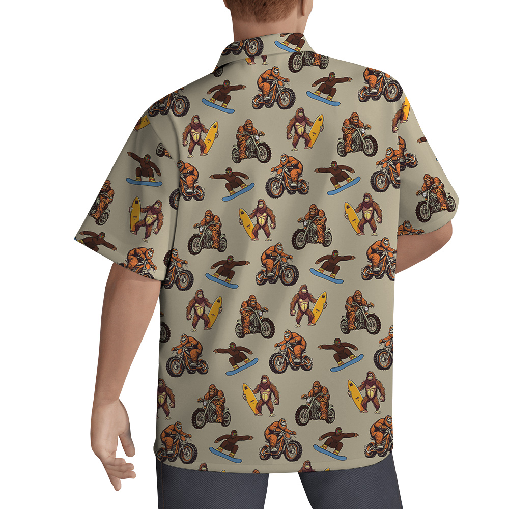 Sporty Bigfoot Motorcycle Hawaiian Shirt