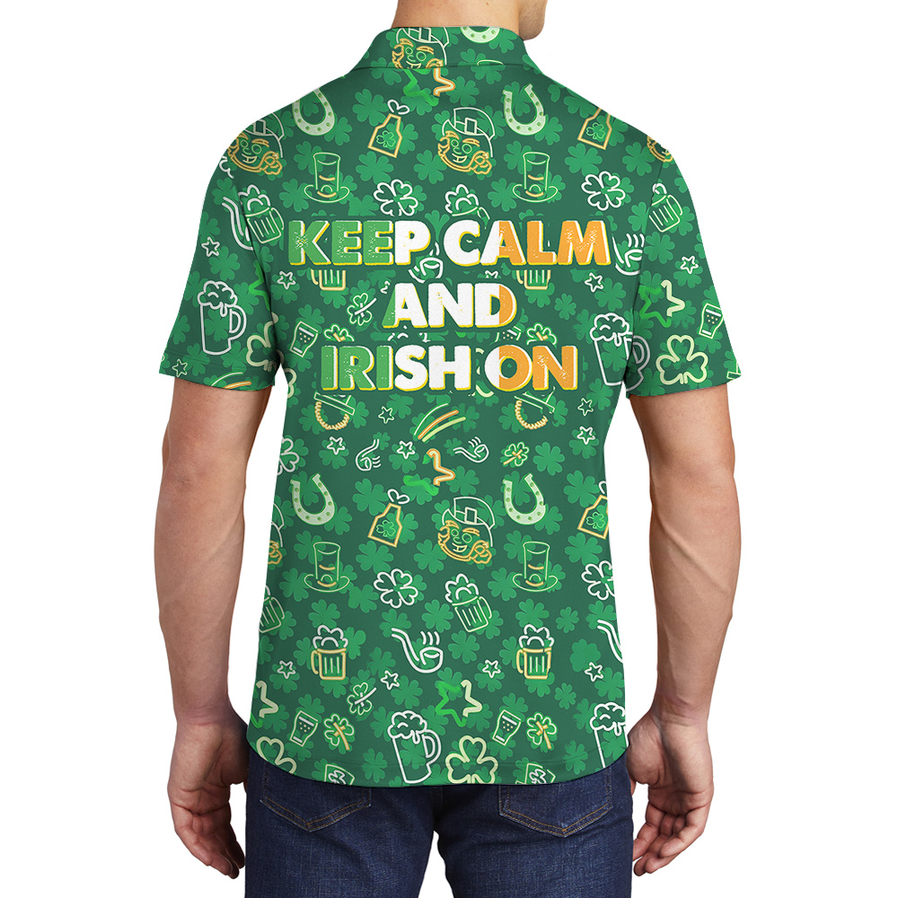 Keep Calm and Irish On Hawaiian Polo Shirt for Men