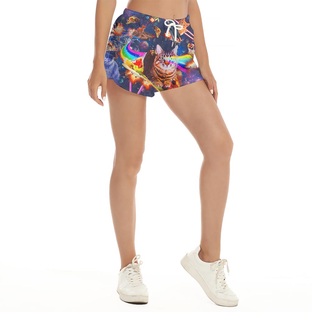 Cute Cat In Hawaiian Shorts Women