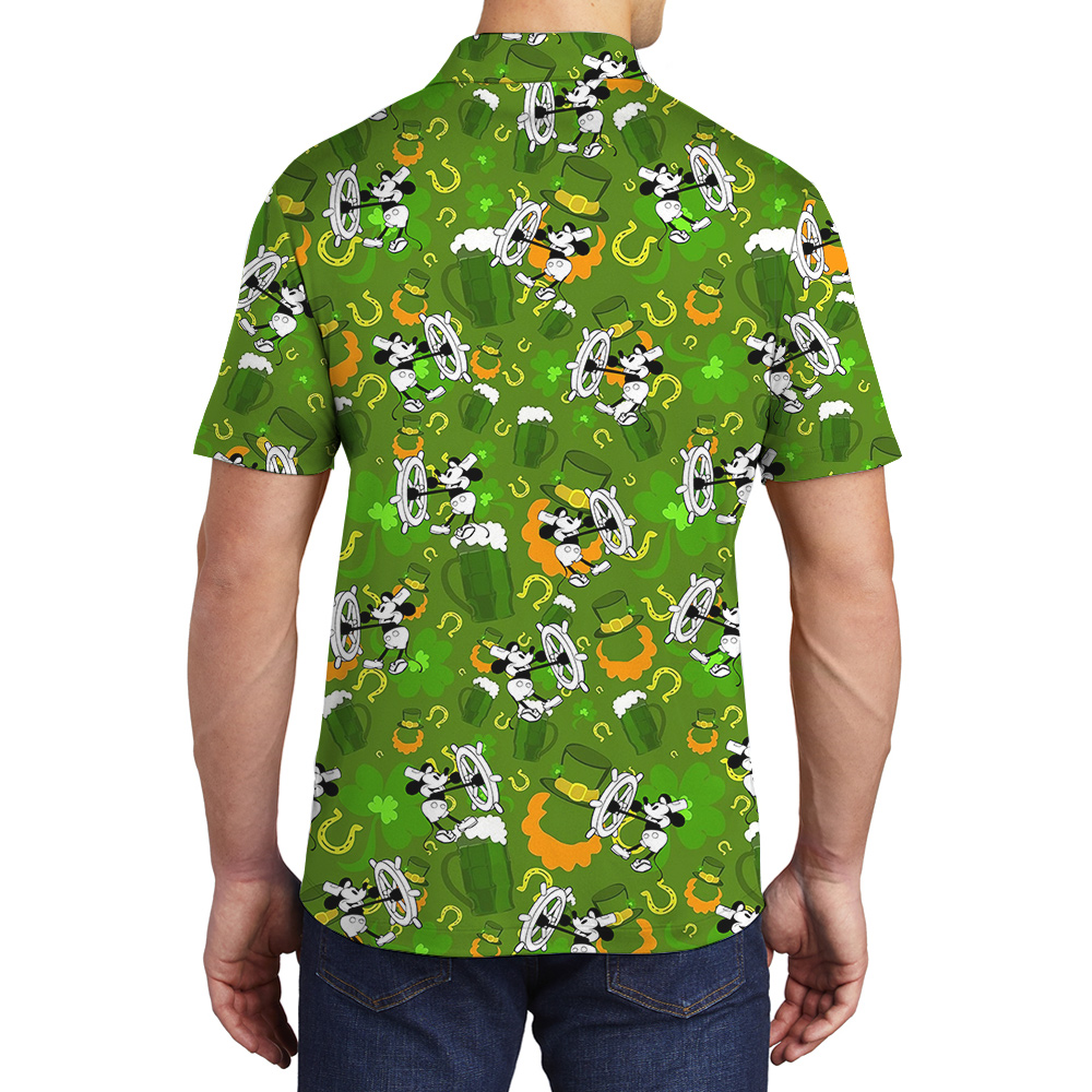 Mickey 1928 St. Paddy's Paradise Hawaiian Polo Shirt for Men