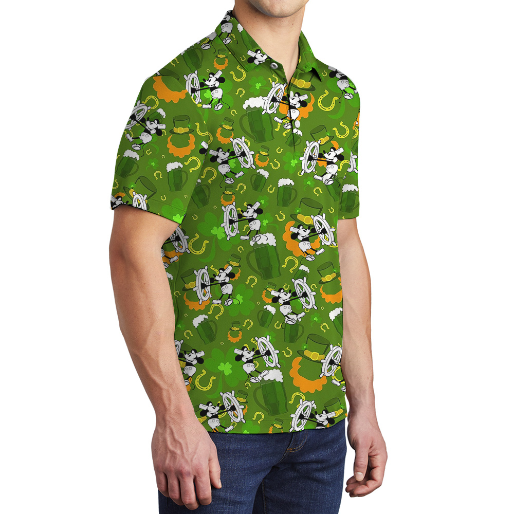 Mickey 1928 St. Paddy's Paradise Hawaiian Polo Shirt for Men