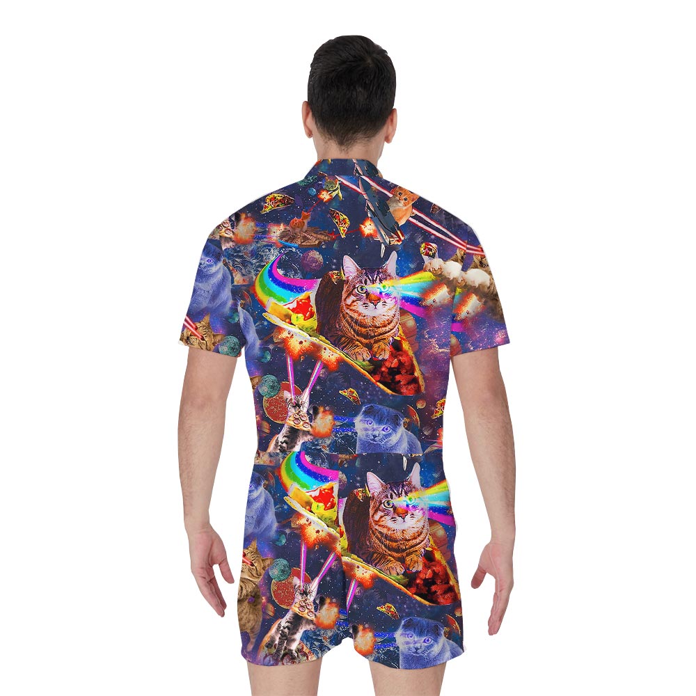 Cat Pattern Hawaiian Men's Romper