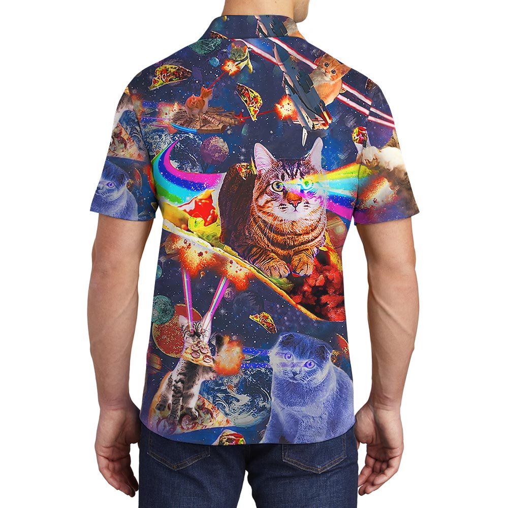 Cute Cat Lover Hawaiian Polo Men