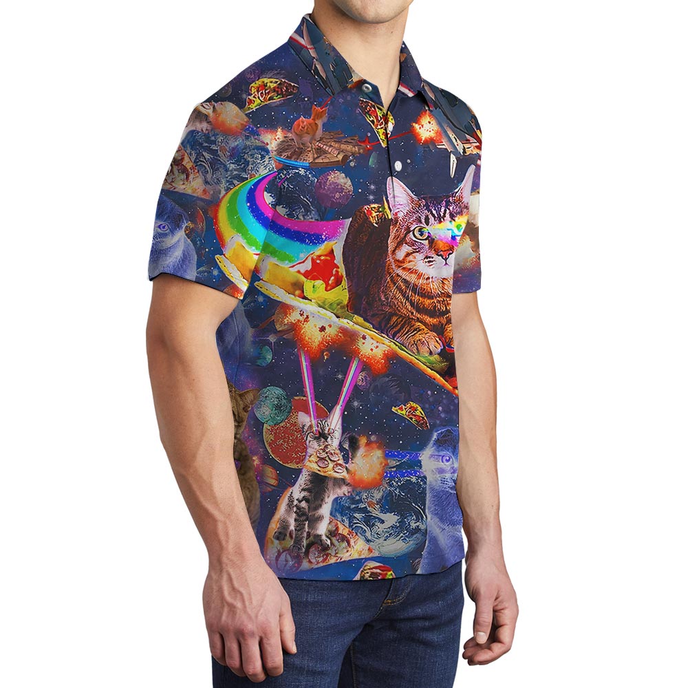 Cute Cat Lover Hawaiian Polo Men