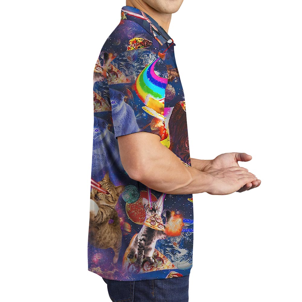 Cute Cat Lover Hawaiian Polo Men