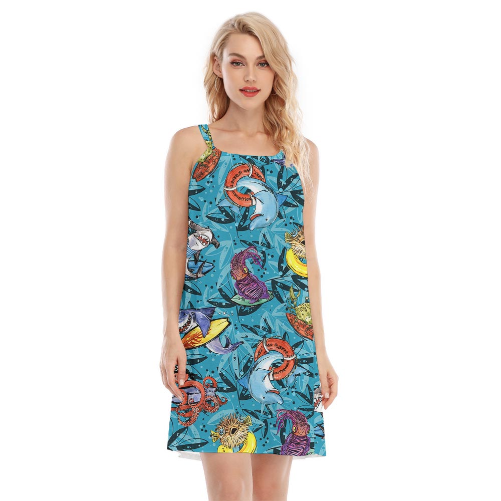 Women's Hawaiian Cami Dress With Ocean Pattern - variant image 1