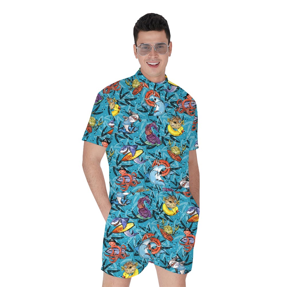 Ocean Life In Hawaiian Men's Romper - variant image 1