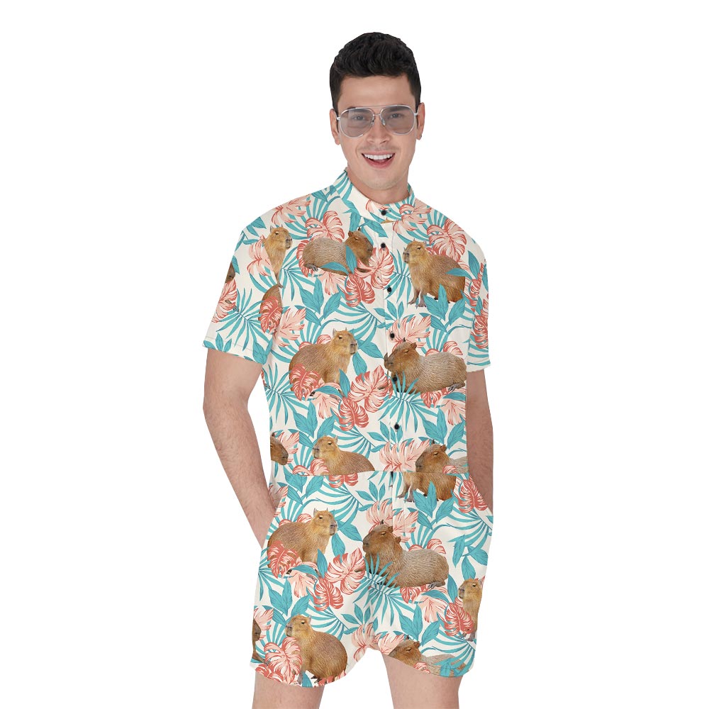 Cute Capybara Hawaiian Men's Romper - variant image 1