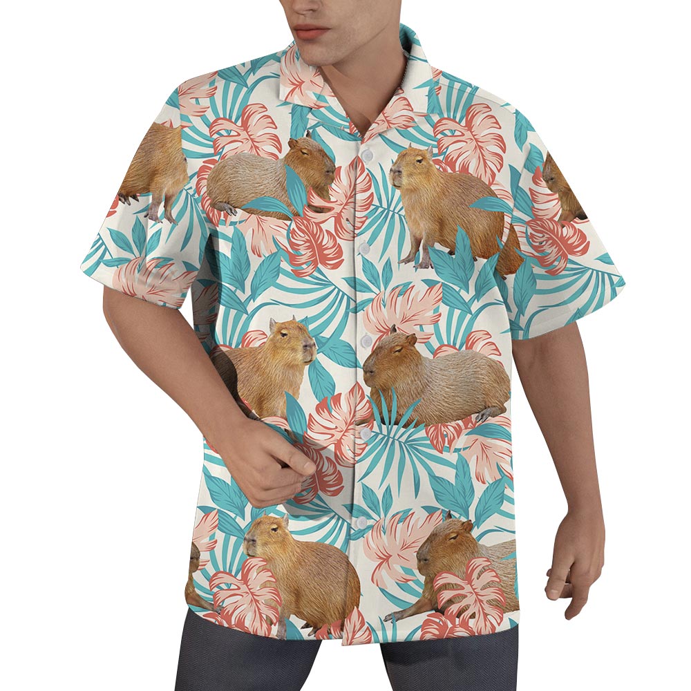 Capybara Flower Hawaiian Shirt Men - variant image 1