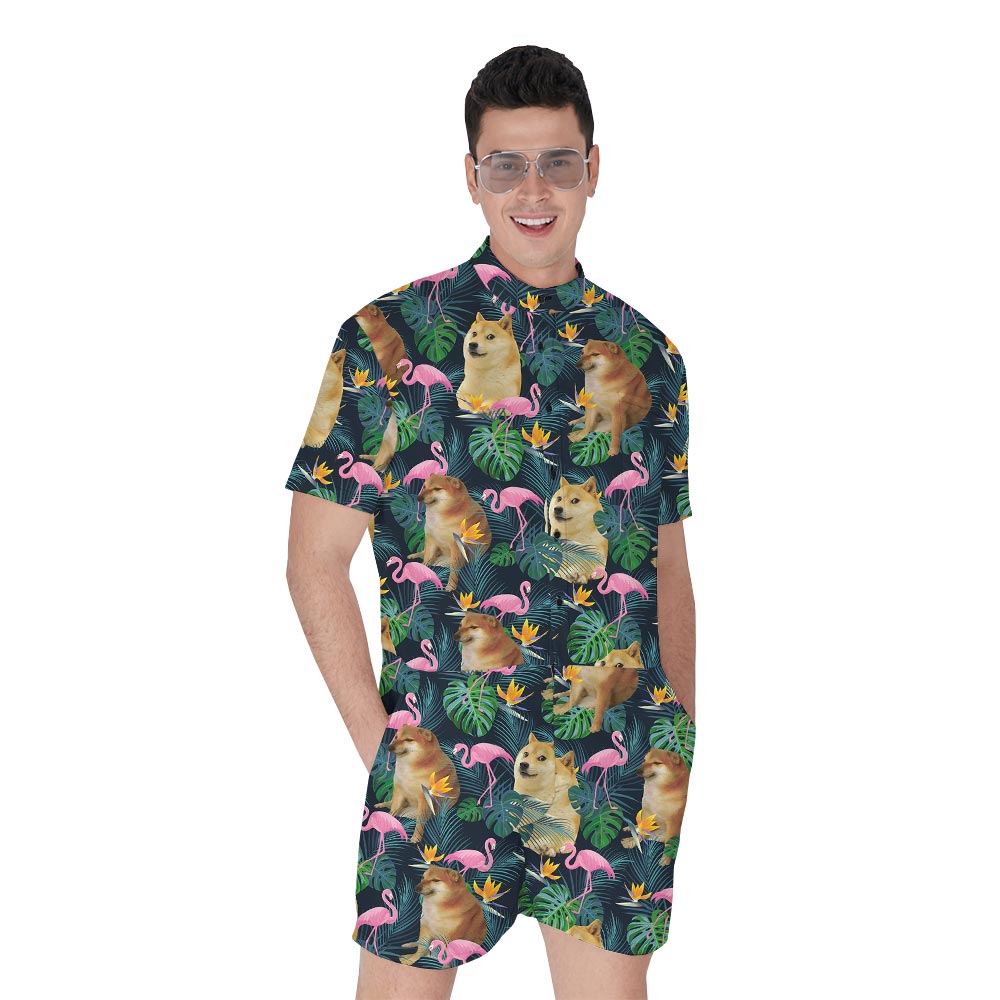 Funny Doge Meme Hawaiian Men's Romper - variant image 1