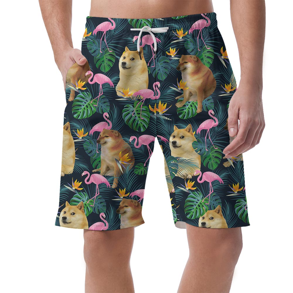 Doge Meme Pattern Hawaiian Shorts Men - variant image 1