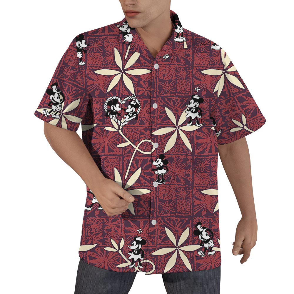 Vintage Red Mickey Men's Hawaiian Shirt From Steamboat Willie - variant image 1