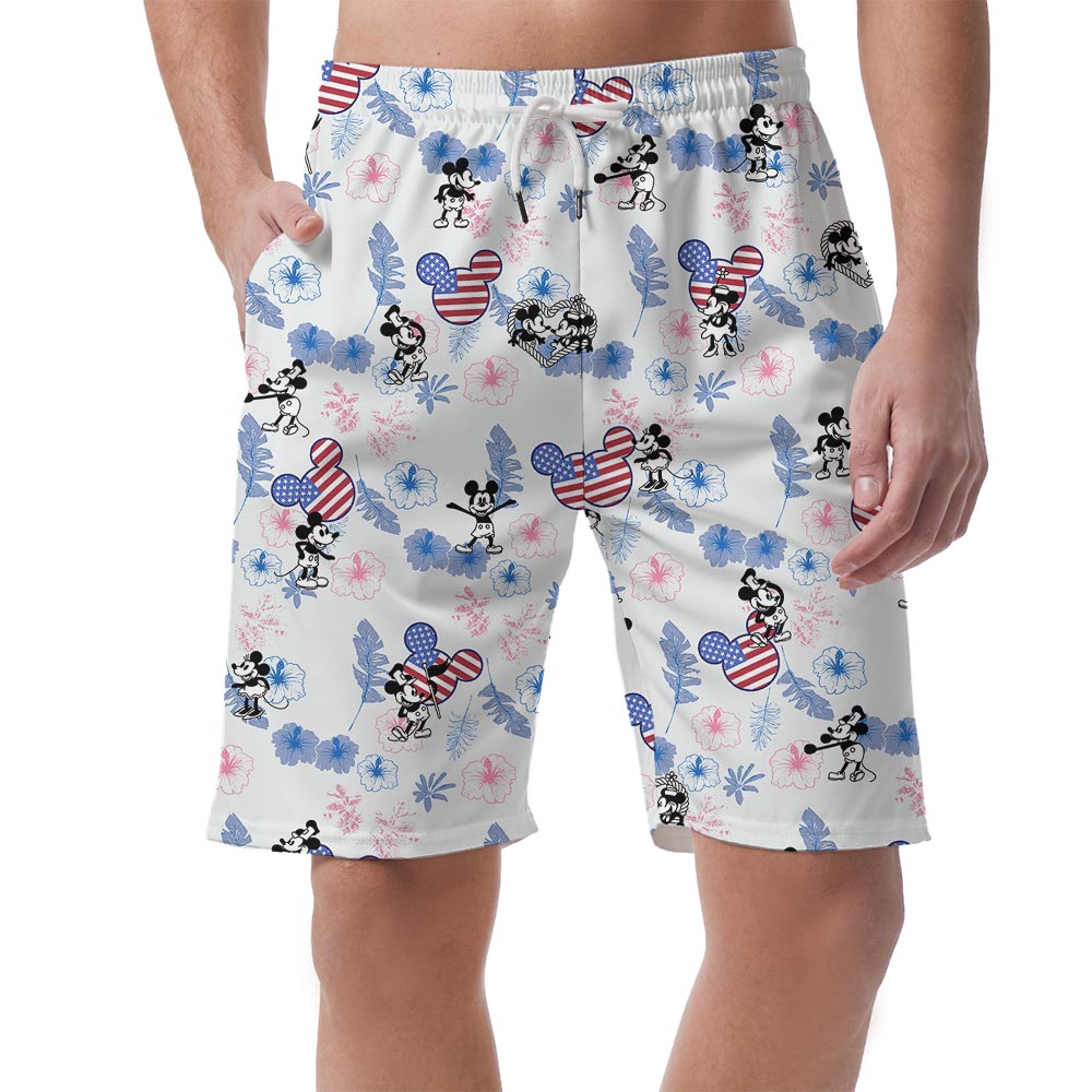 Cool American Flag Men's Shorts Mickey Mouse Steamboat Willie - variant image 1