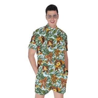 Funny Pizza Sasquatch Tropical Men's Hawaiian Romper