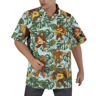 Funny Bigfoot Pizza Tropical Hawaiian Shirt