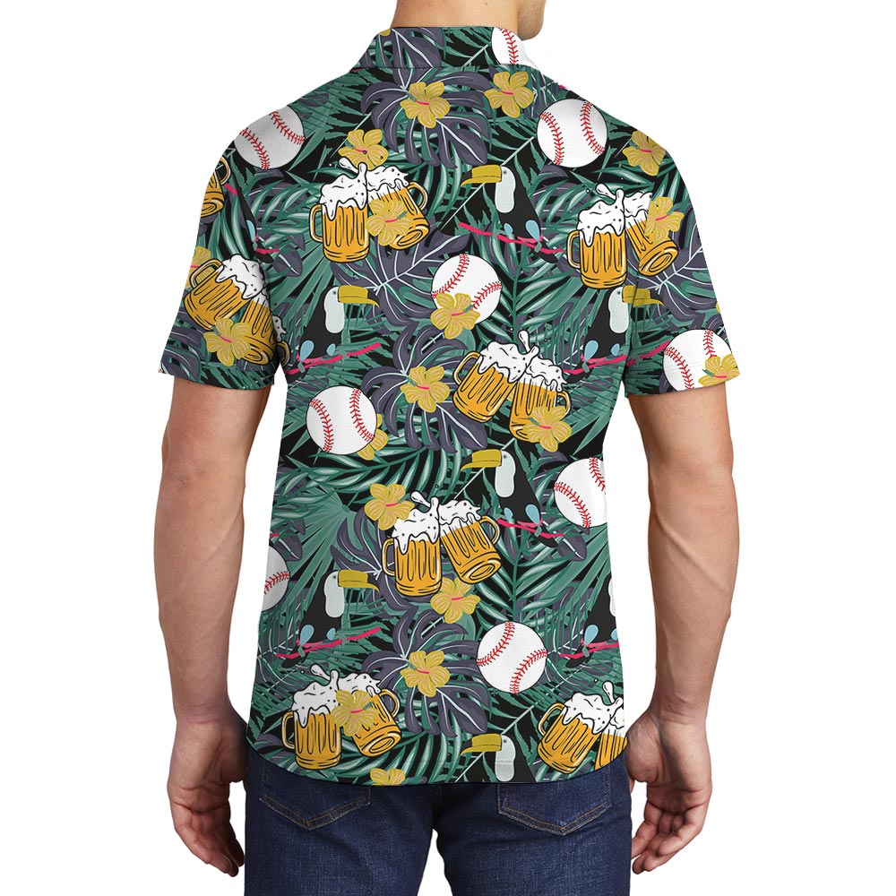 Baseball Lover Cheer Hawaiian Polo Men