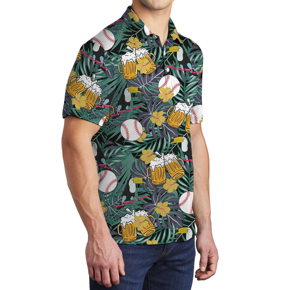 Baseball Lover Cheer Hawaiian Polo Men