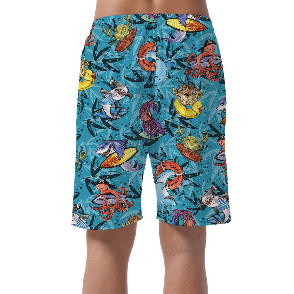 Hawaiian Shorts Men With Ocean Life