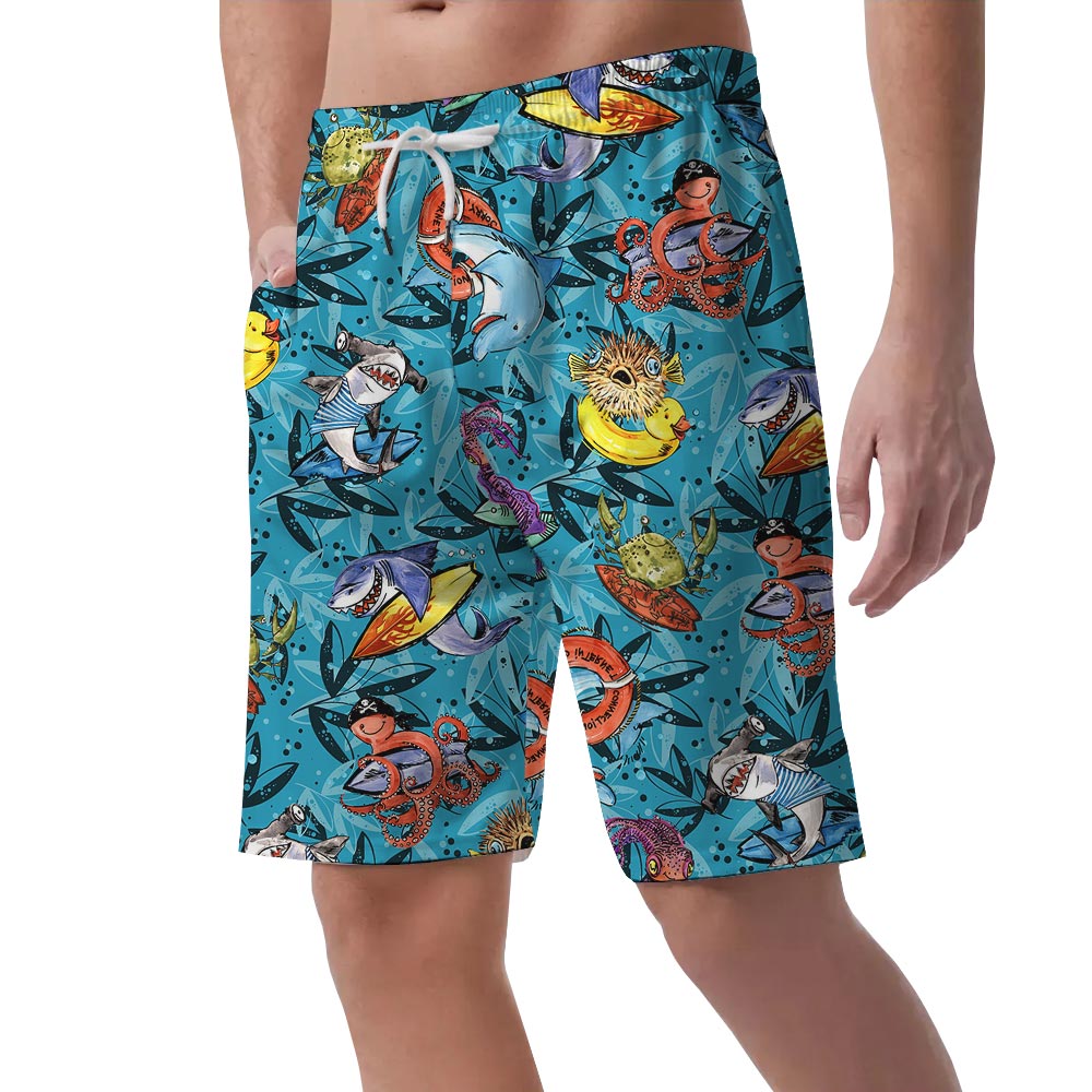 Hawaiian Shorts Men With Ocean Life