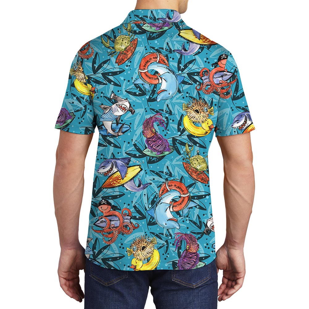 Deep Ocean In Hawaiian Polo Men
