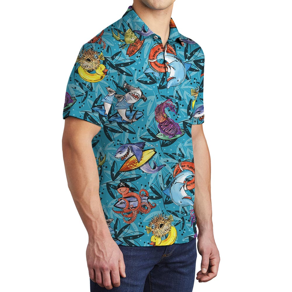 Deep Ocean In Hawaiian Polo Men
