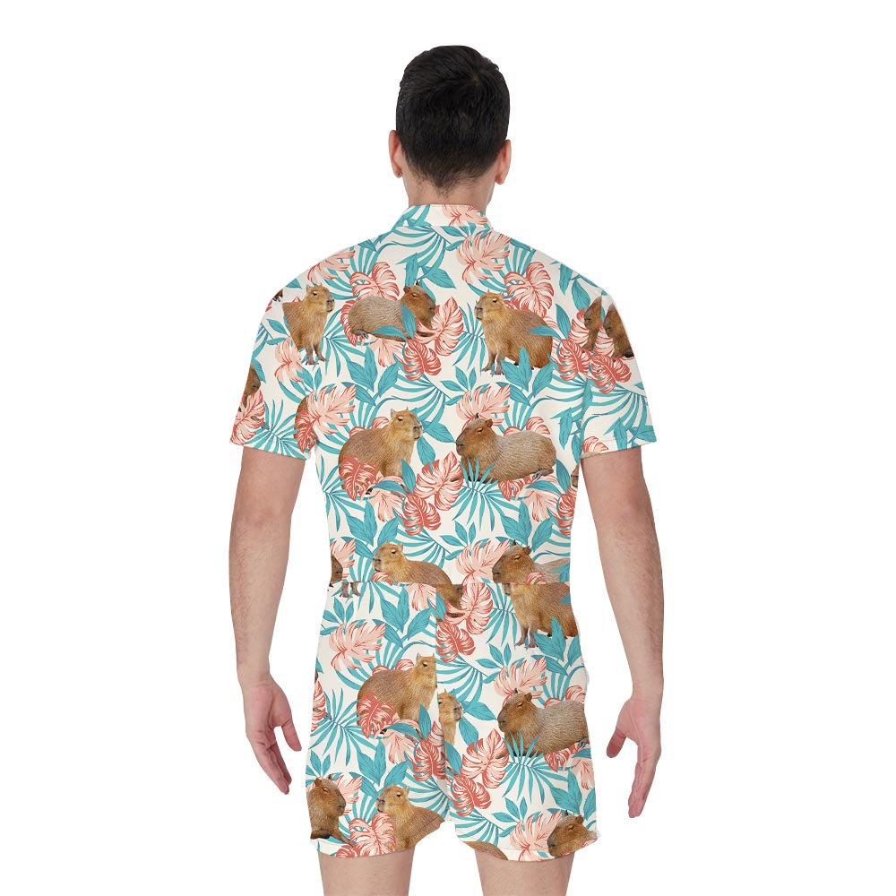 Cute Capybara Hawaiian Men's Romper