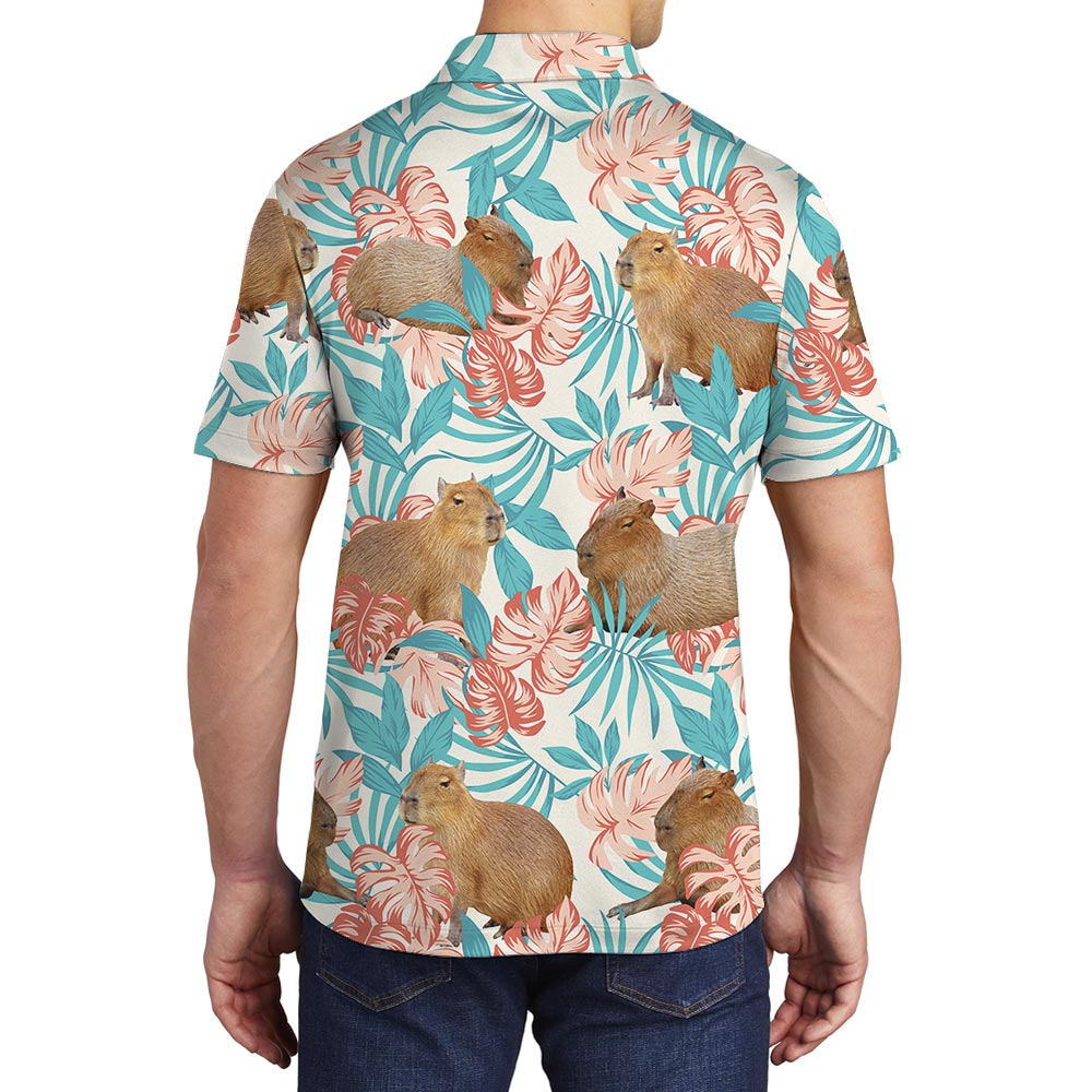 Cute Capybara Hawaiian Polo Men