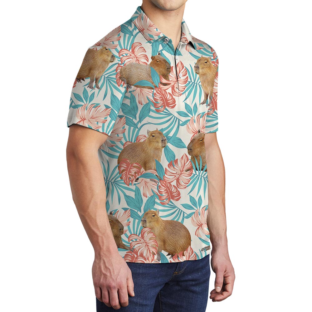 Cute Capybara Hawaiian Polo Men