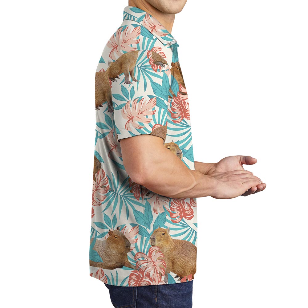 Cute Capybara Hawaiian Polo Men