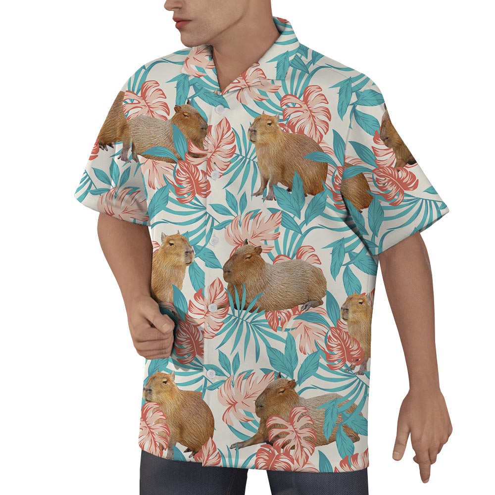 Capybara Flower Hawaiian Shirt Men