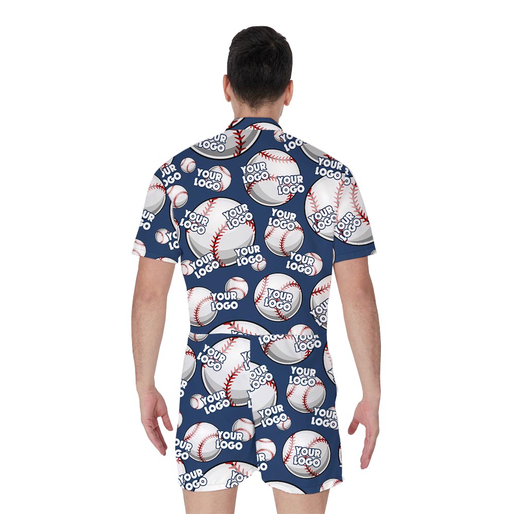 Custom Logo Hawaiian Baseball Romper Men
