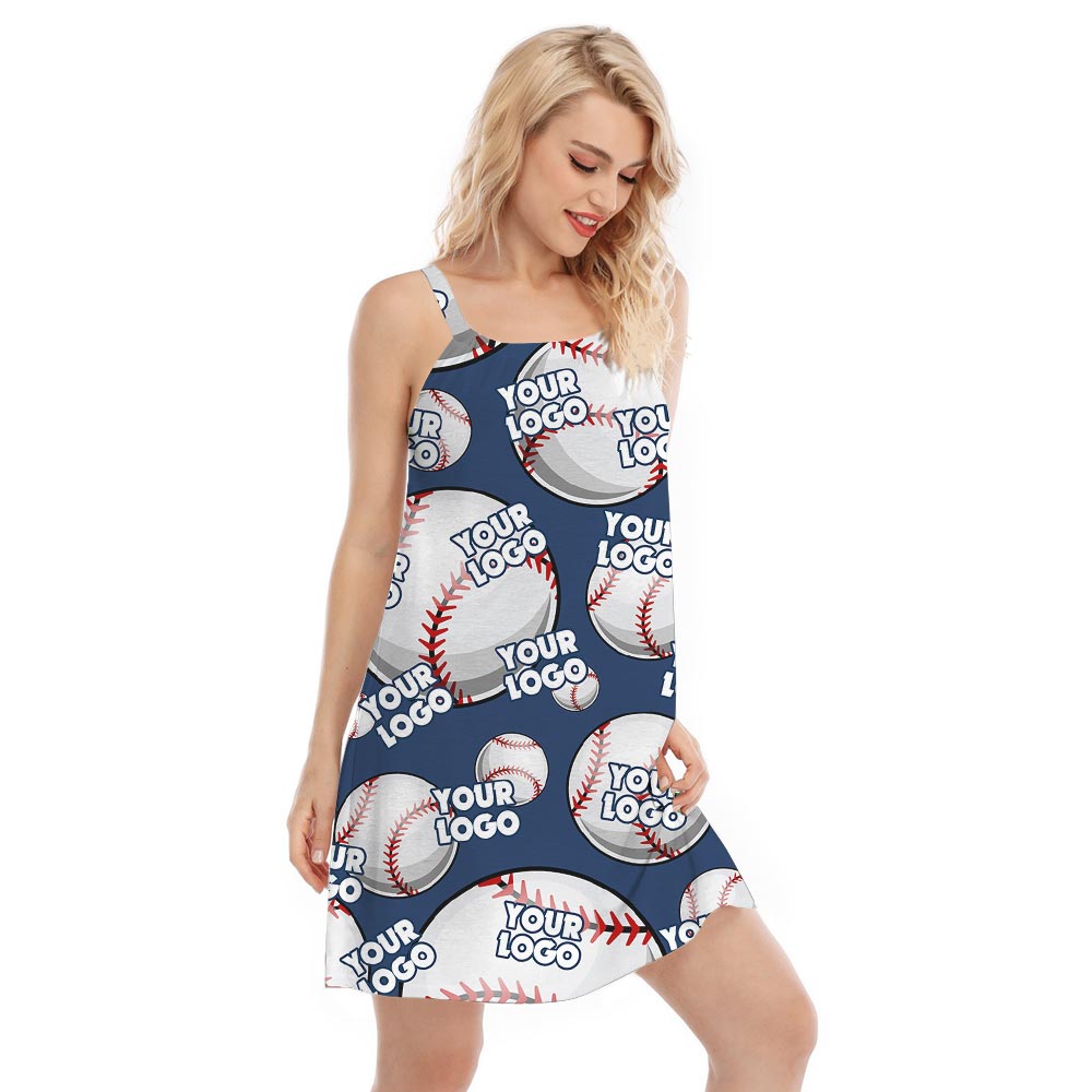 Custom Women Hawaiian Cami Dress For Baseball Lover