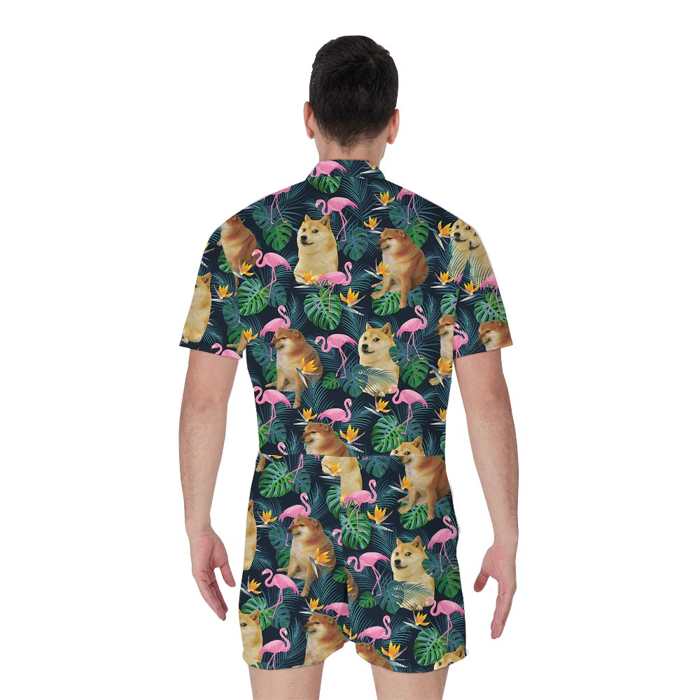 Funny Doge Meme Hawaiian Men's Romper