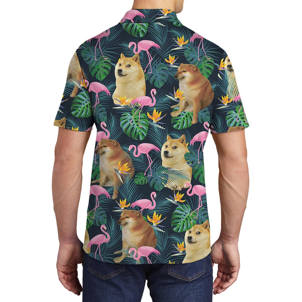 Tropical Dog Meme Hawaiian Polo Men