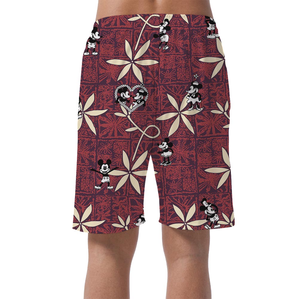 Vintage Mickey Minnie Steamboat Willie Men's Hawaiian Shorts