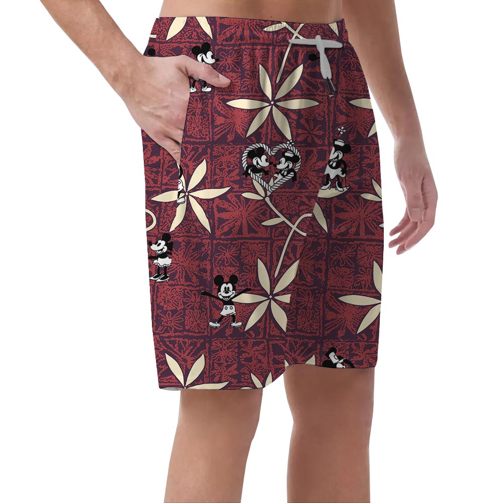 Vintage Mickey Minnie Steamboat Willie Men's Hawaiian Shorts