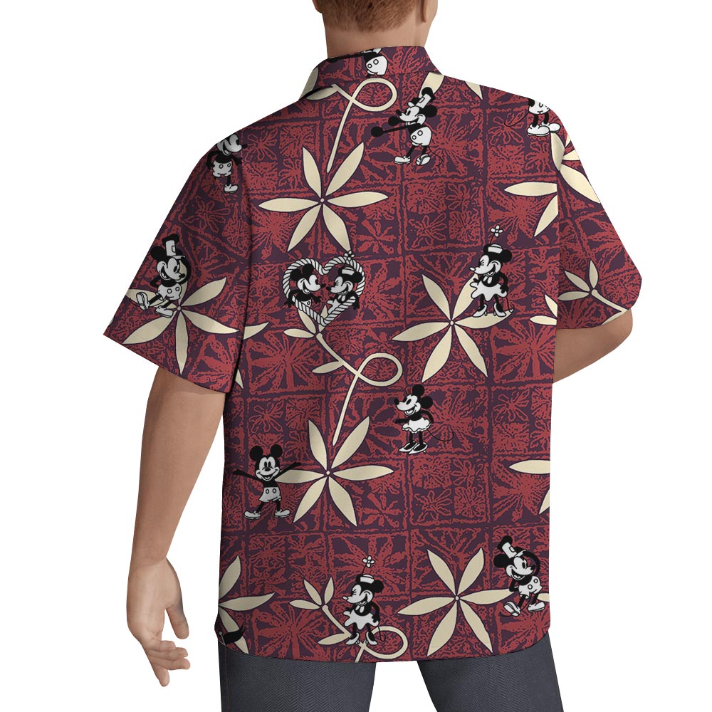 Vintage Red Mickey Men's Hawaiian Shirt From Steamboat Willie