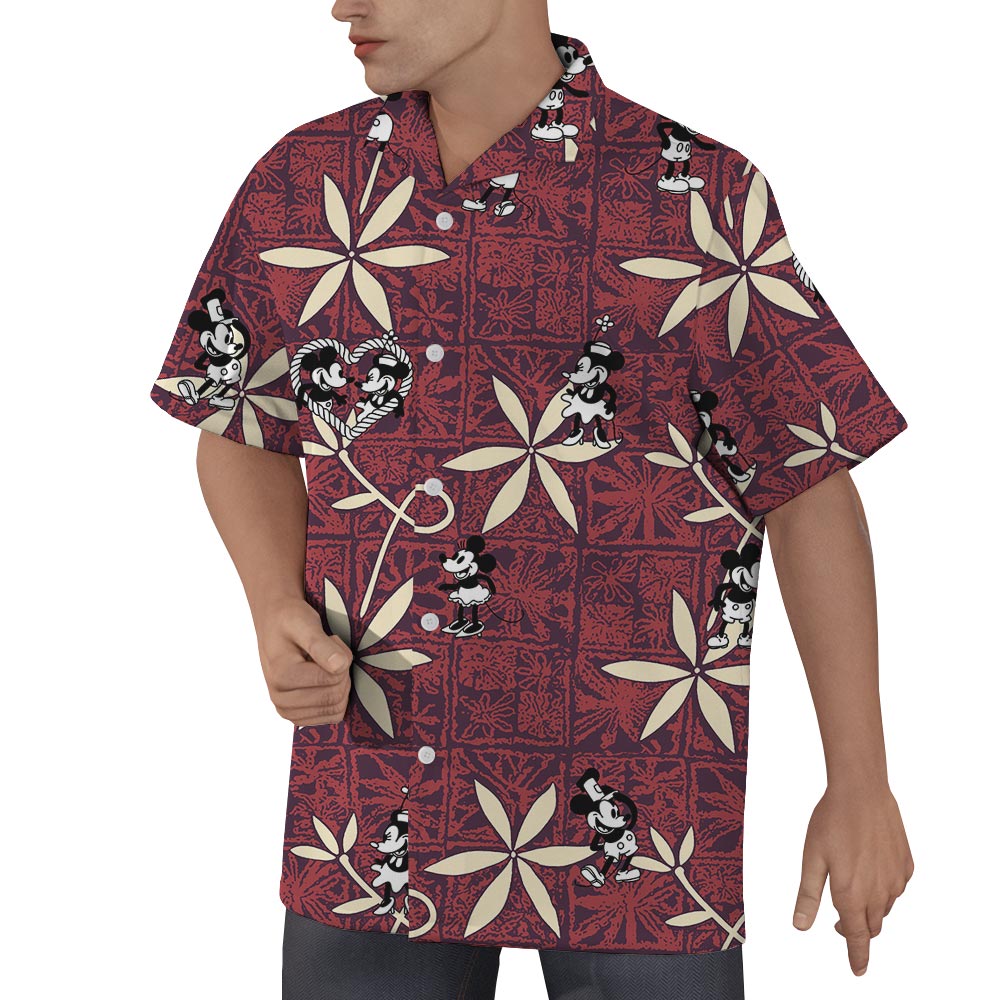 Vintage Red Mickey Men's Hawaiian Shirt From Steamboat Willie