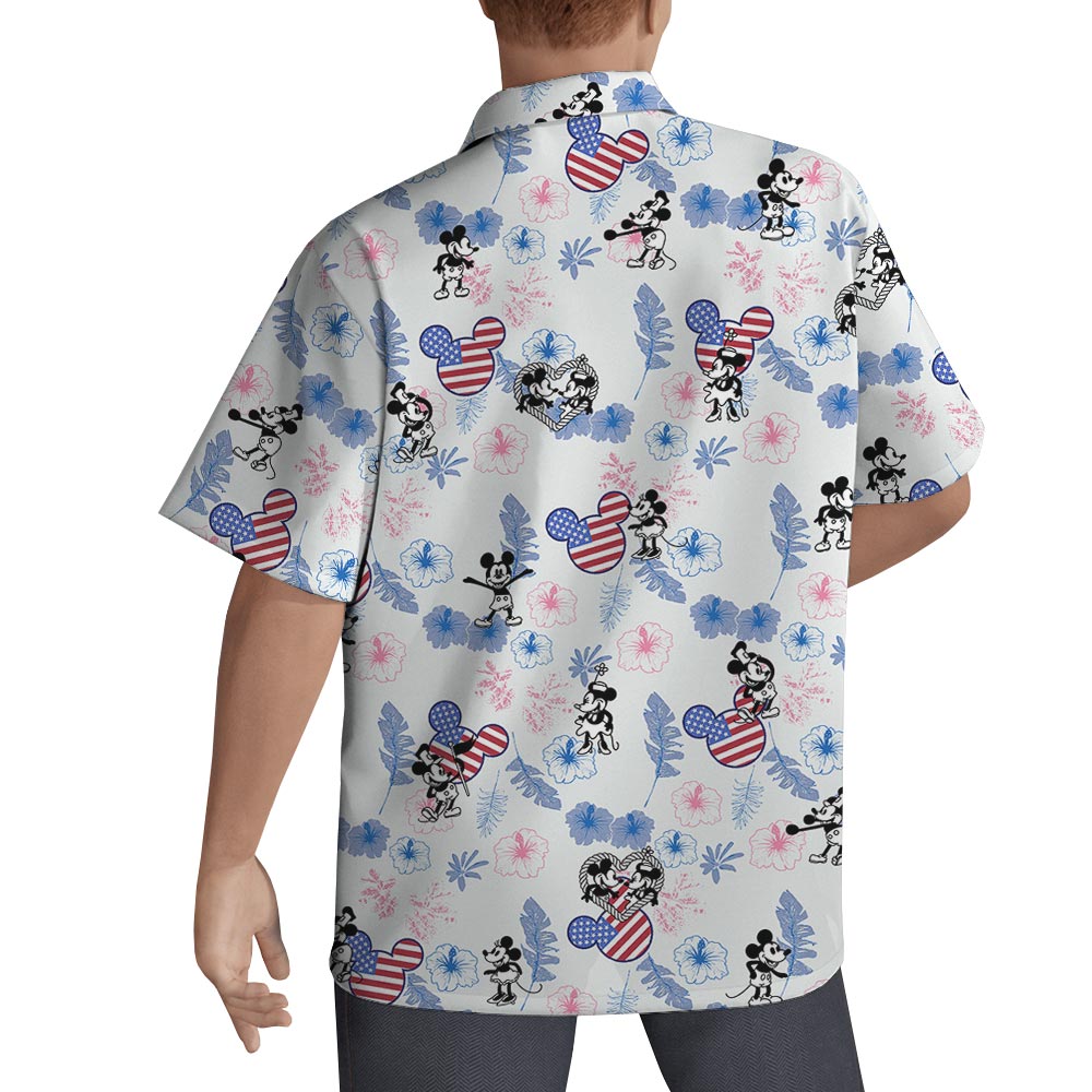 Steamboat Willie Mickey Minnie 4th Of July Hawaiian Shirt