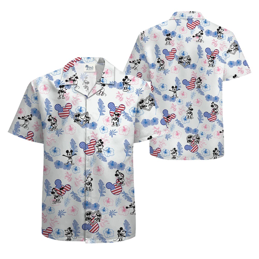 Steamboat Willie Mickey Minnie 4th Of July Hawaiian Shirt
