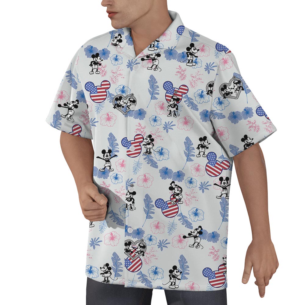 Steamboat Willie Mickey Minnie 4th Of July Hawaiian Shirt