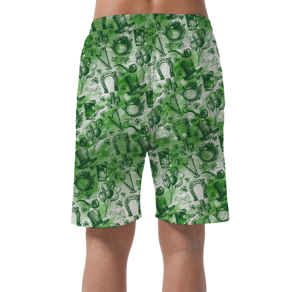 Lucky Shamrock St Patrick Hawaiian Short for Men