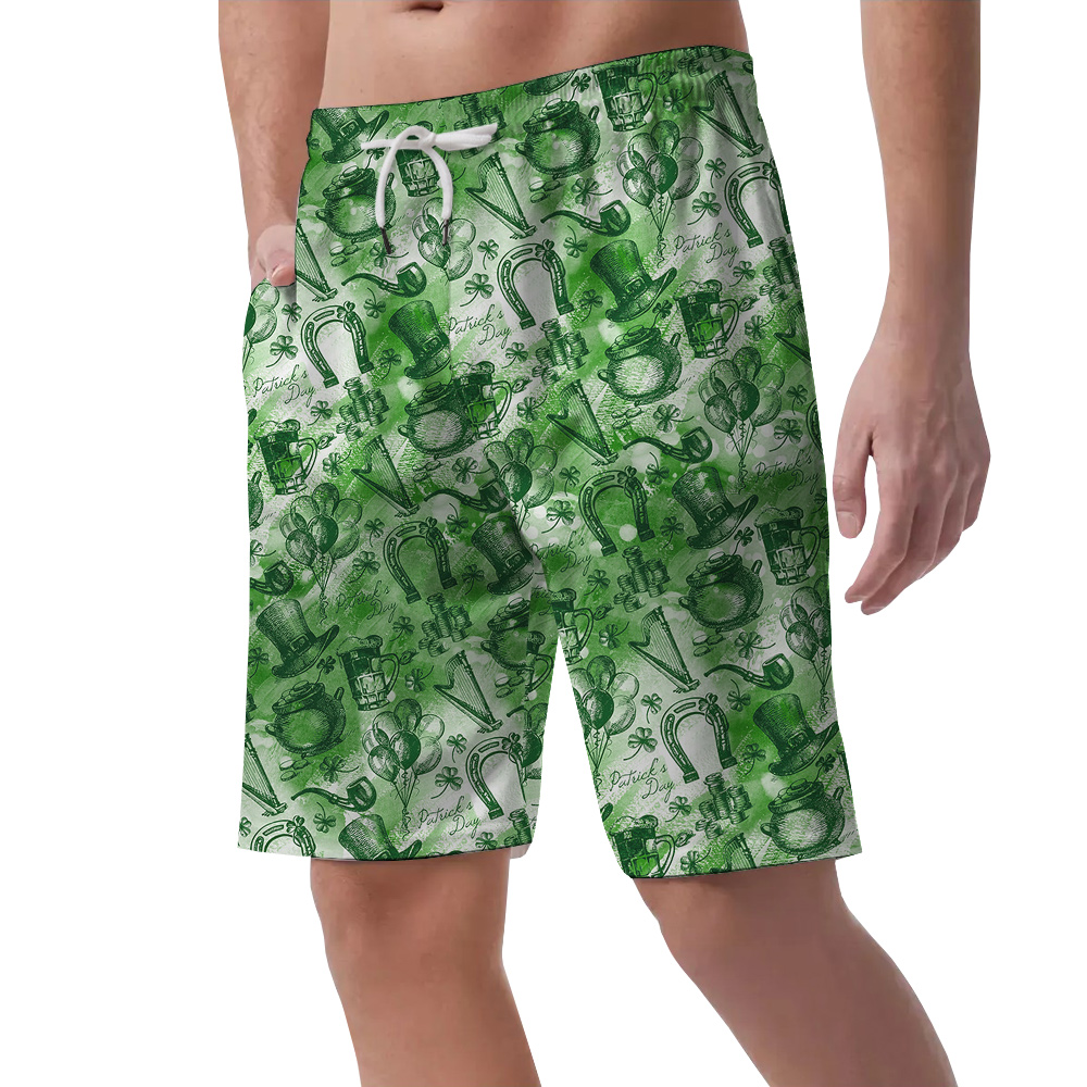 Lucky Shamrock St Patrick Hawaiian Short for Men