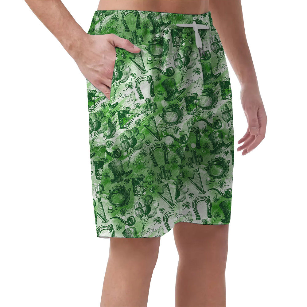 Lucky Shamrock St Patrick Hawaiian Short for Men