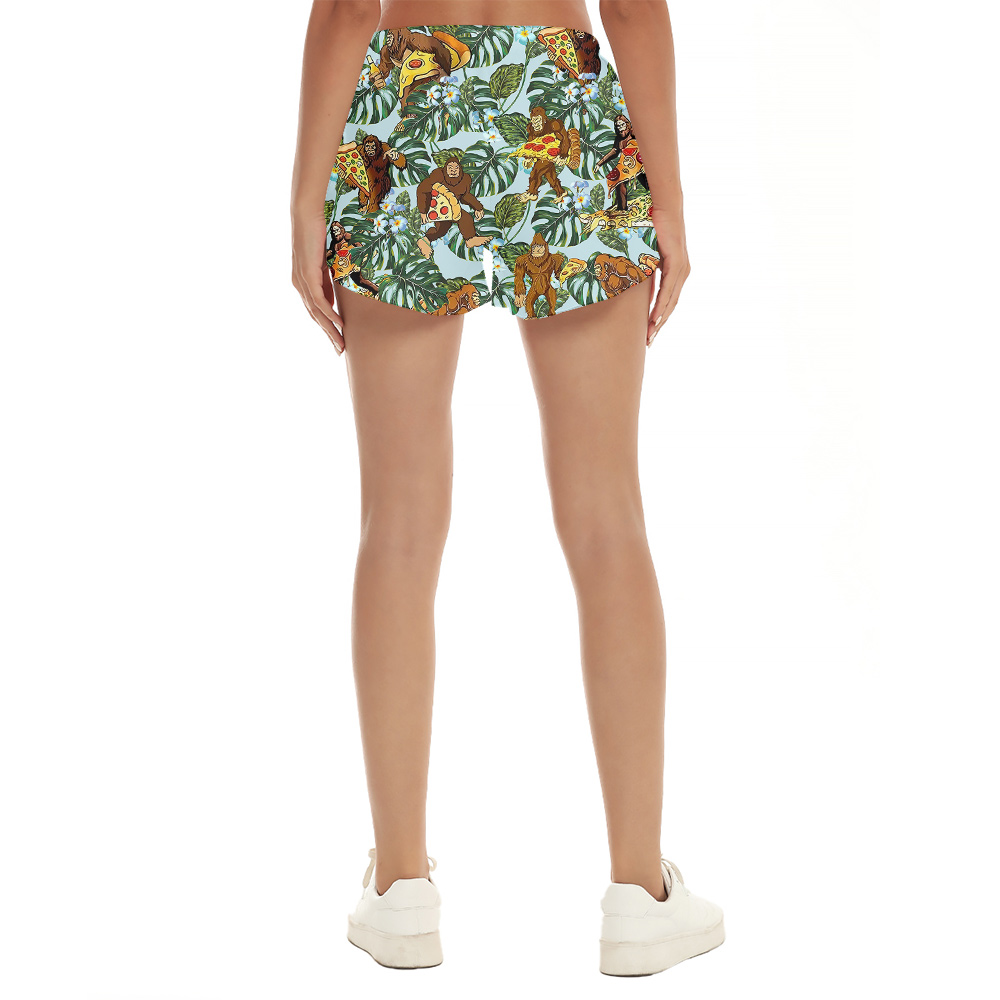 Funny Sasquatch With Bigfoot Tropical Hawaiian Beach Shorts For Women