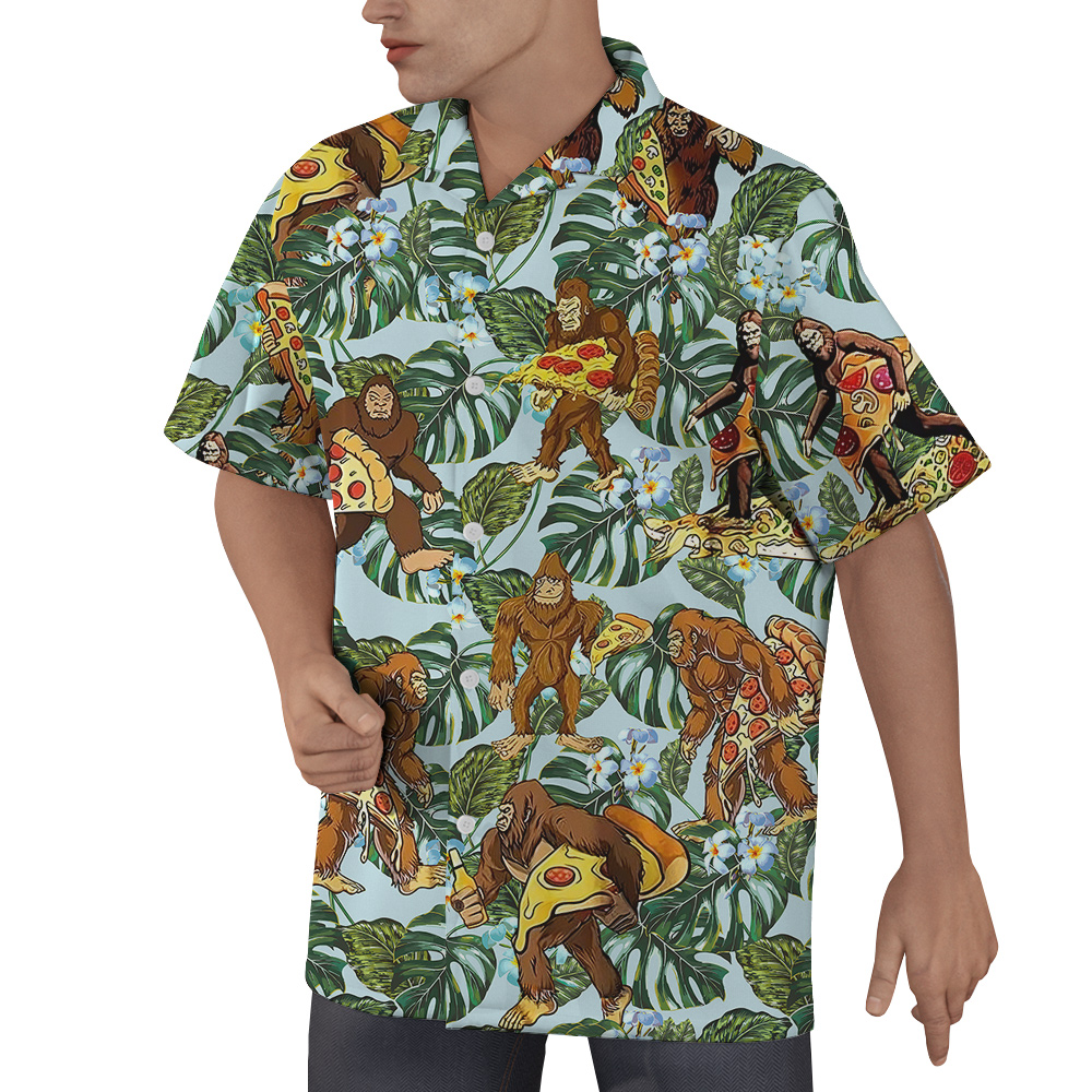 Funny Bigfoot Pizza Tropical Hawaiian Shirt